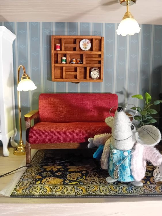 YARNOW 2-teiliges Mini-Möbelset - Braune Sitzbank & Stuhl Für Puppenhaus & Deko