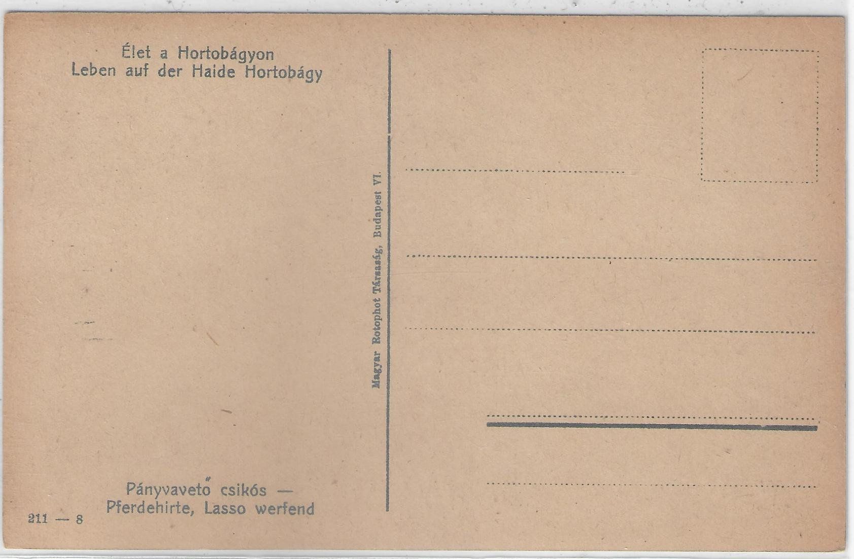 Cartoline postali: Pferdehirte, Lasso werfend - Ungarn - Litho – Usato da Ettingen venduto da Kartenplanet 1
