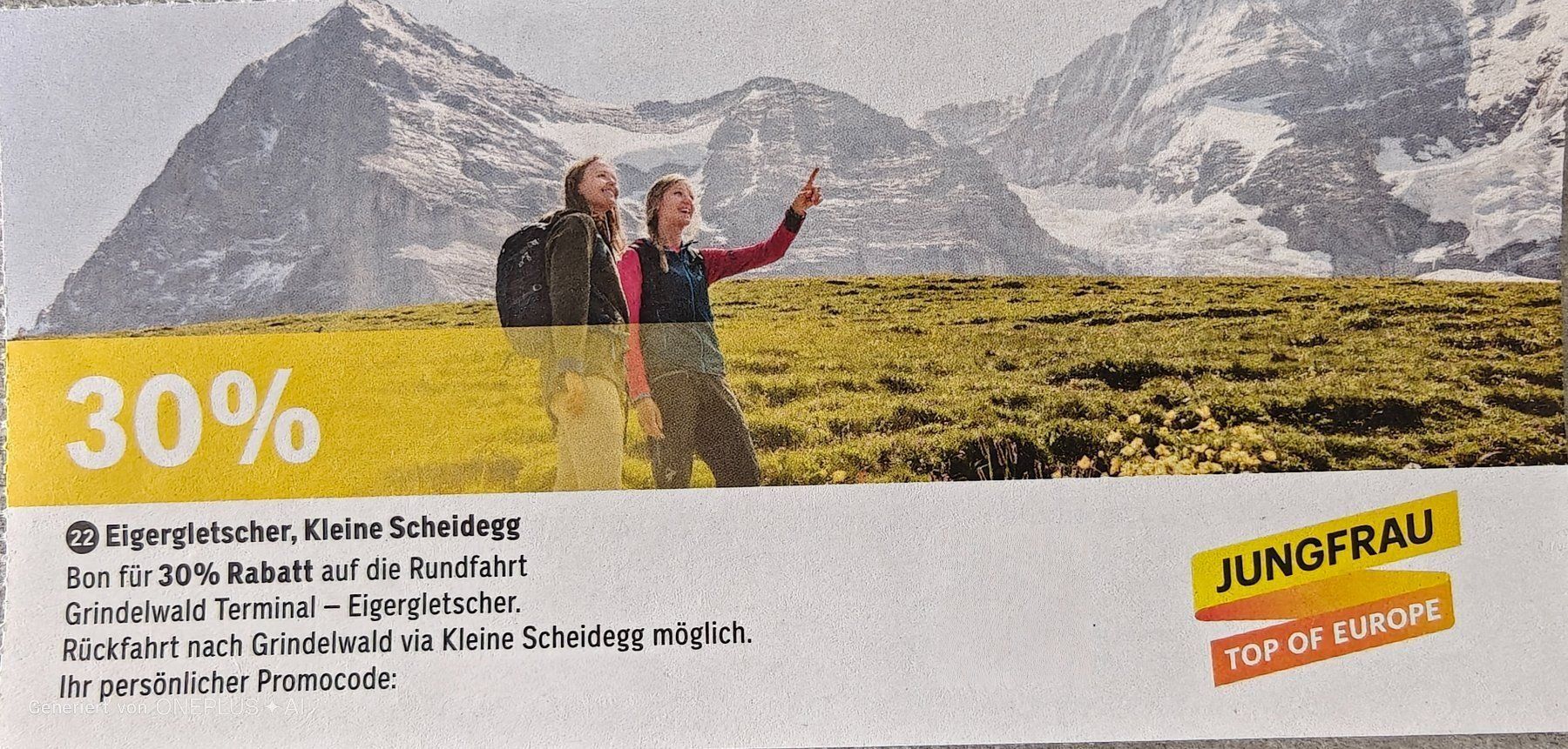 Buoni: Jungfrau - 30% Rabatt Eiger Gletscher, Kleine Scheidegg – Nuovo (secondo la descrizione) da Brunnadern venduto da lesezirkel