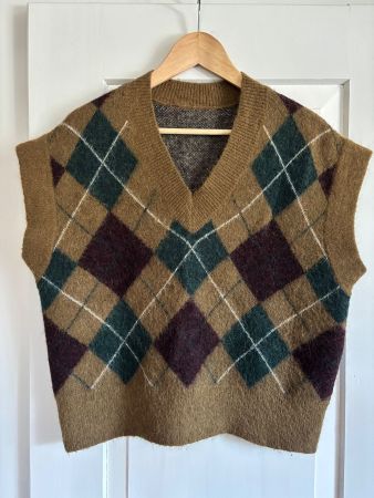 Wollpullover-Weste mit Alpaka-Mischung im Argyle-Muster