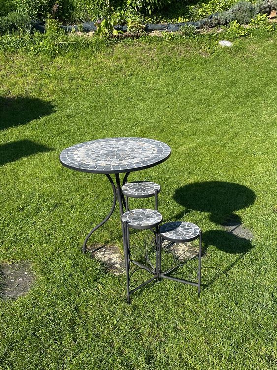 Runder Mosaik Garten/Balkontisch inkl. Beistelltisch Kaufen auf Ricardo