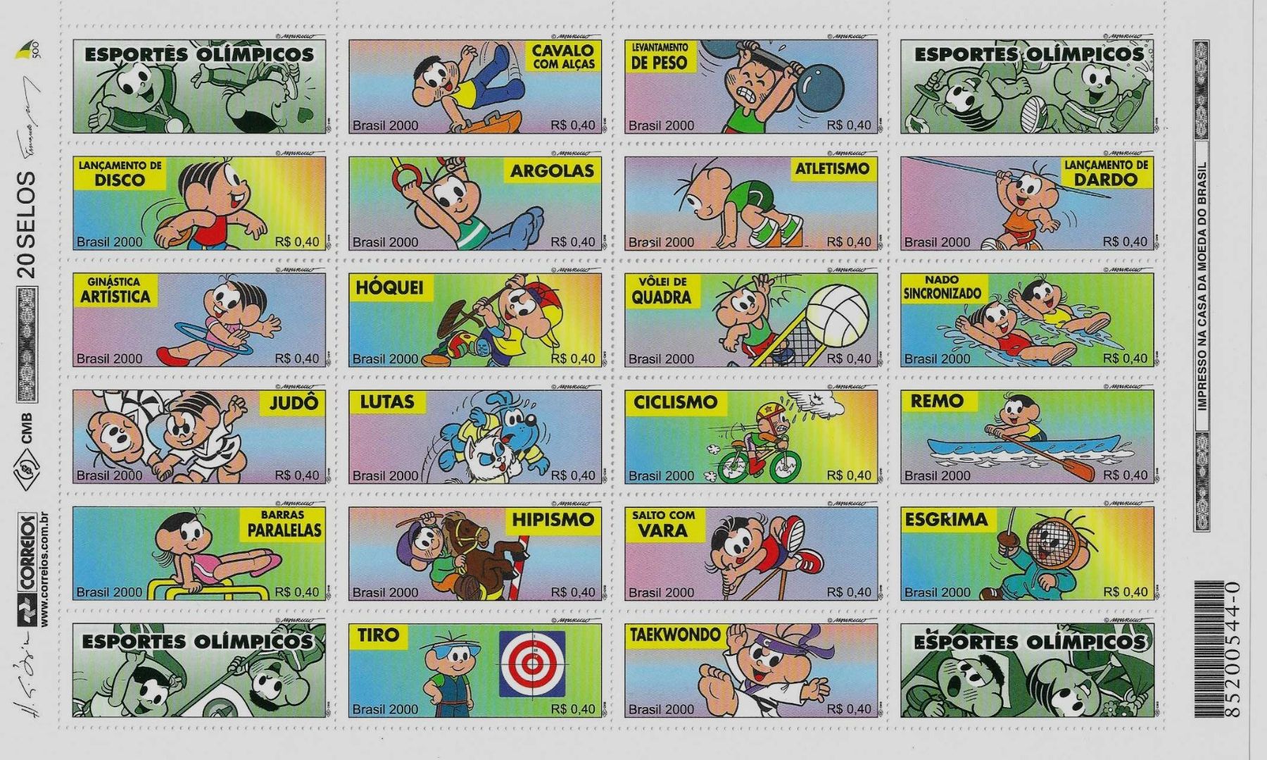 Alle Briefmarken: BRASILIEN 2 BL. OLYMPIADE SOMMER SIDNEY 2000 COMICS FIGUREN – Neu (gemäss Beschreibung) aus Schlossrued von Aronliam