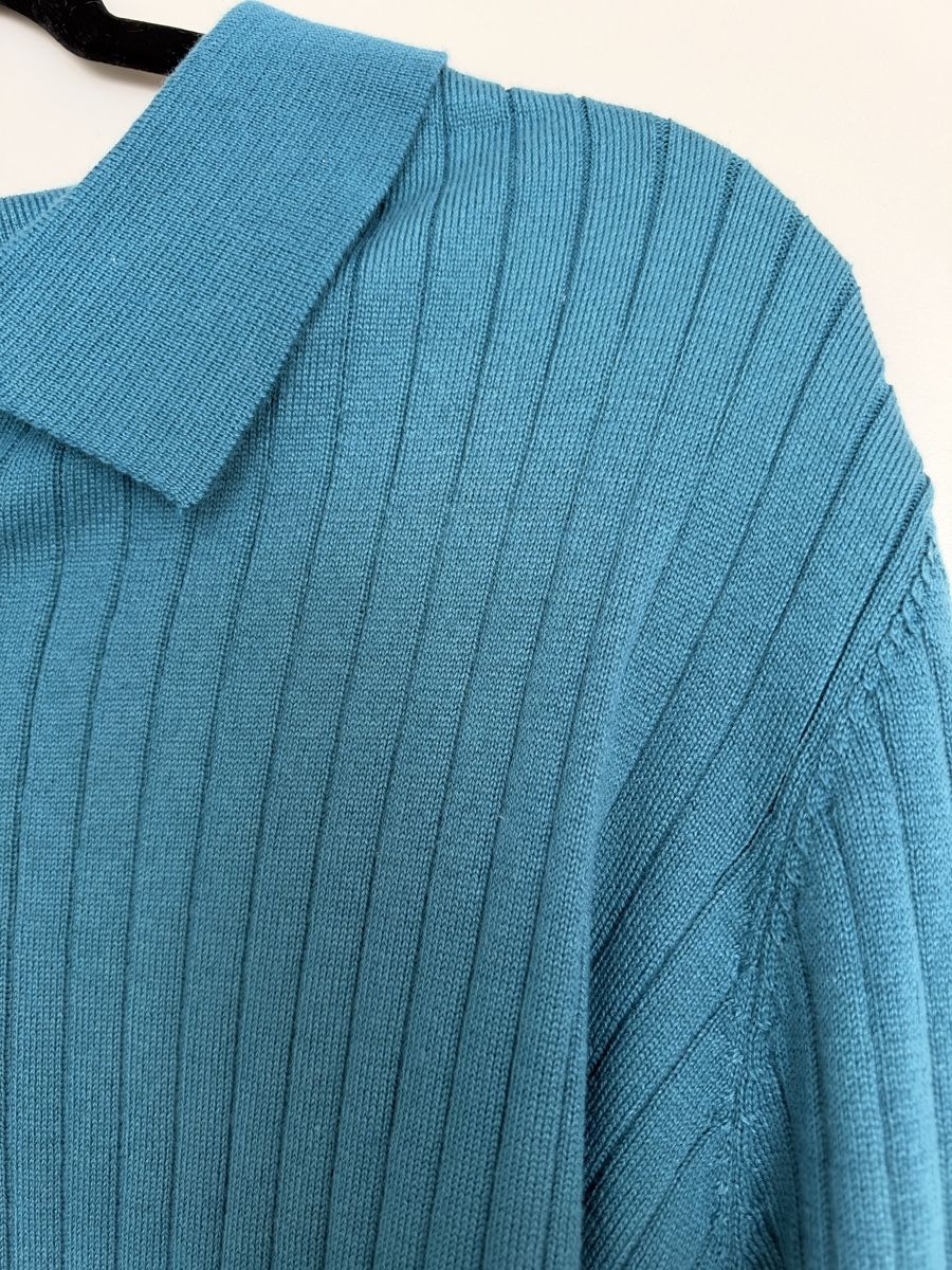 Pullover & Sweatshirts: Herren Strickpullover mit Kragen blau gerippt Grösse L – Gebraucht aus Zürich von gb23 2