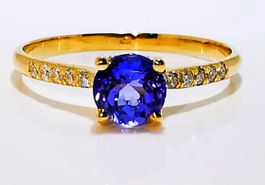Tansanit Diamant Ring 14k Gelbgold