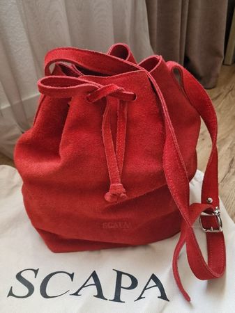 Rote Scapa Beuteltasche Wildleder Handtasche Leder