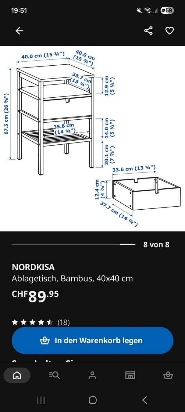 Ikea Tables de nuit: Nachttisch NORDKISA – D'occasion à Oberuzwil par Alex_66 4