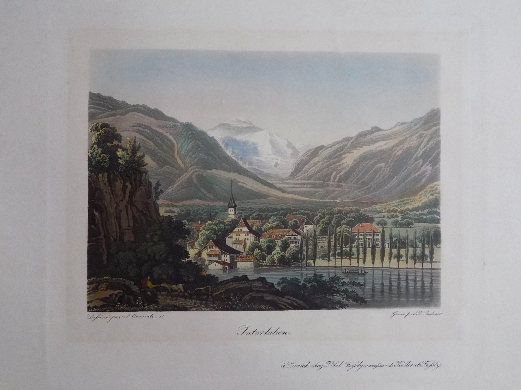 Gravures: Interlaken koloriert Corrodi – D'occasion à Risch par Antikfee 1
