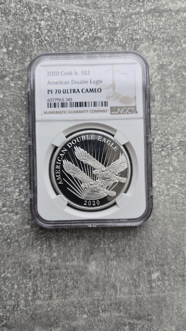 Tutti le monete: Cook Islands 2020 Double Eagle Silver PF70 NGC – Nuovo (secondo la descrizione) da Petit-Lancy venduto da SilverCoinCoin