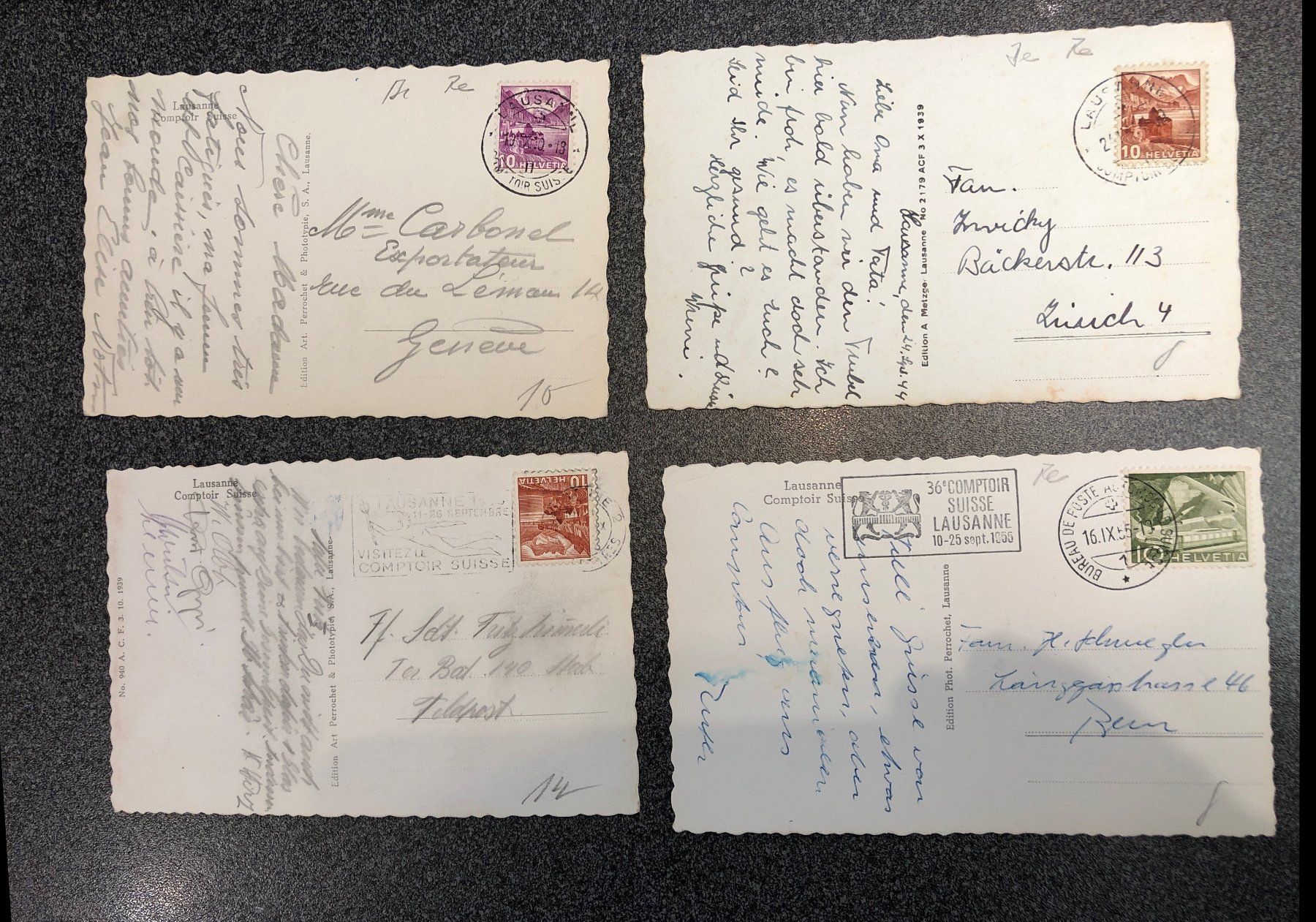 Cartoline postali: 4x COMPTOIR SUISSE LAUSANNE – Usato da Winterthur venduto da SchatzchischtliWinti 1