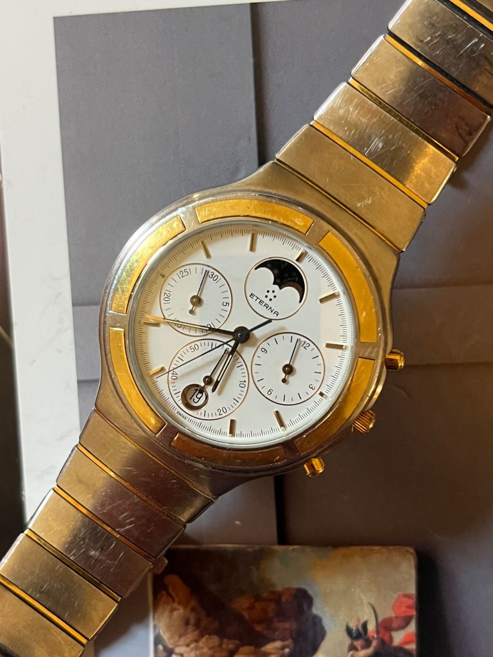 Eterna Orologi: Eterna or/acierChronographe Phases de Lune – Usato da GENEVE venduto da hehakasapa 3