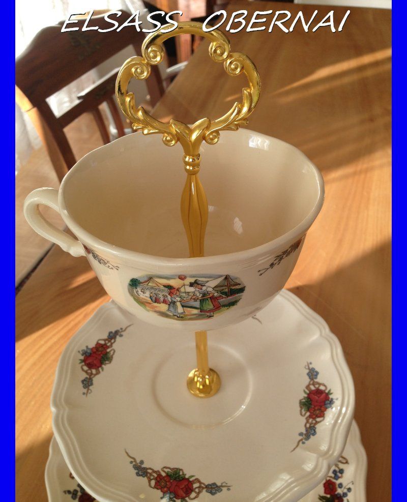 Piatti: Grosse Etagere mit Obernai Elsass Gedeck – Usato da Subingen venduto da ArtBead 3