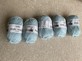 LANG YARNS BABY WOOL Strickwolle 5 X 25 gr hellblau