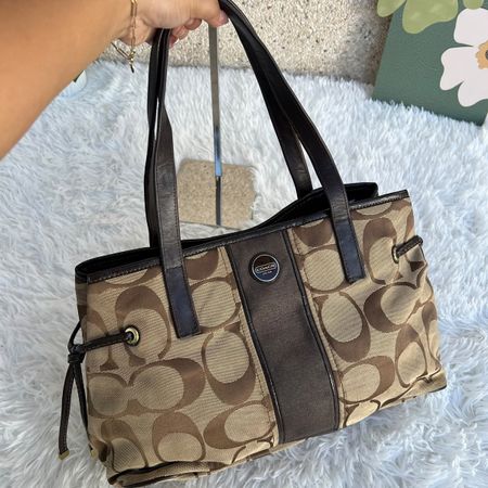 Tasche Coach Damen braun monogramm Canvas Leder guter Zustan