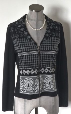 S-M 36-38 leichter strech Blazer Blusenjacke schwarz grau