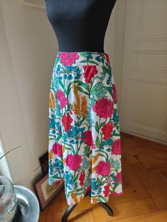 OVS Floral White cotton bright floral belt Aline skirt S