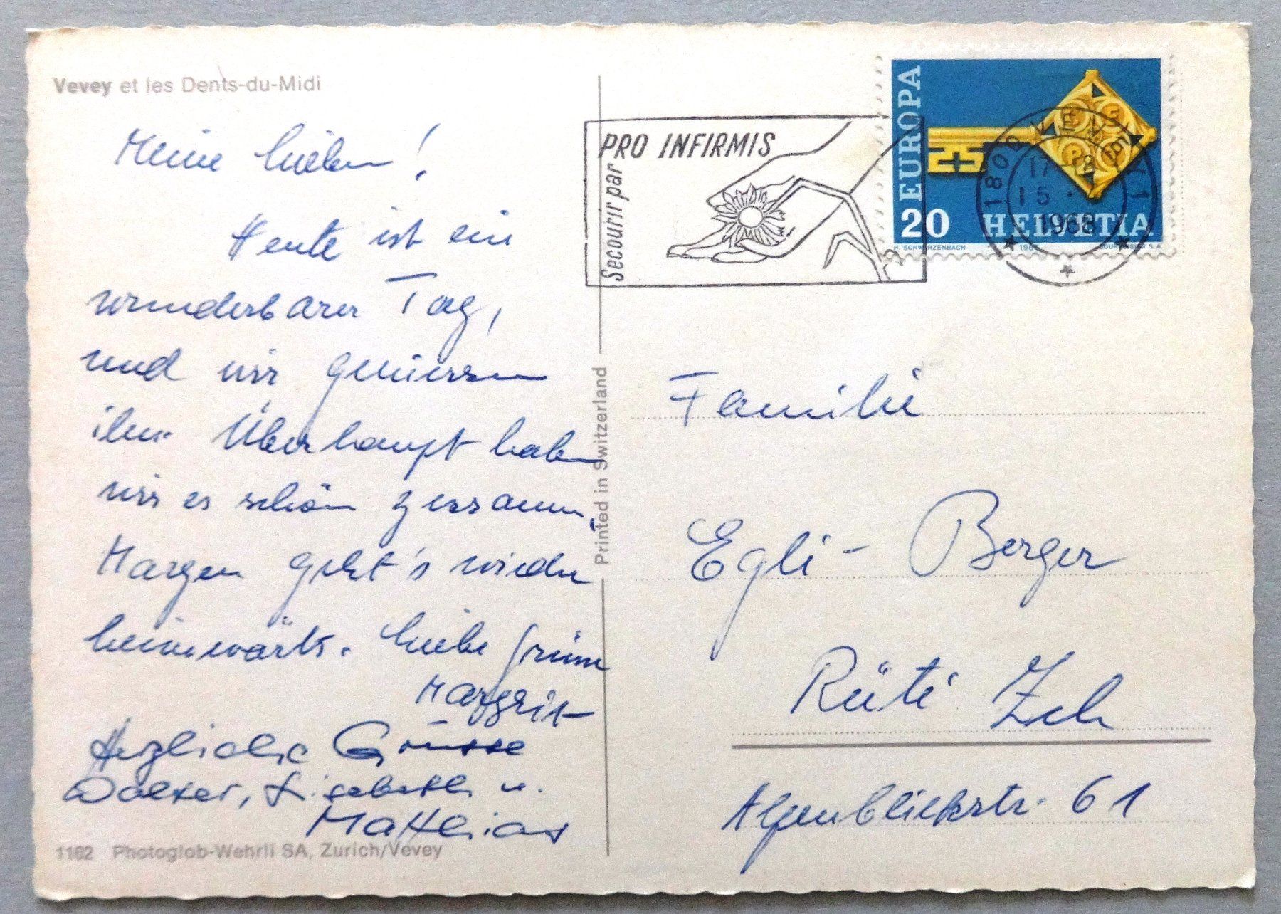 Cartoline postali: Vevey et les Dents du Midi – Usato da Fétigny venduto da Billy2miny 1