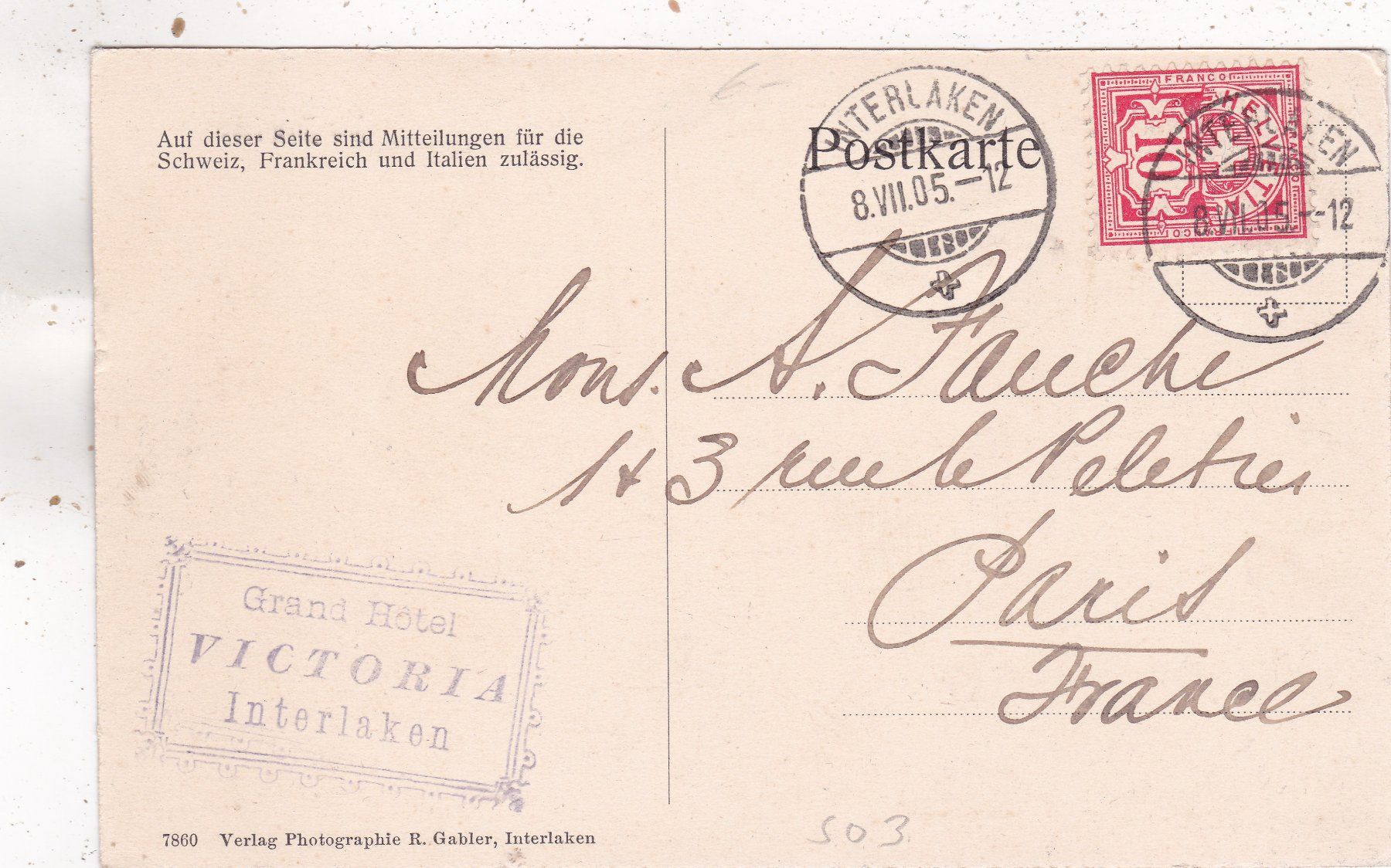 Cartes postales: Interlaken Die Jungfrau 1905 – D'occasion à Herisau par Lisegrat2008 1