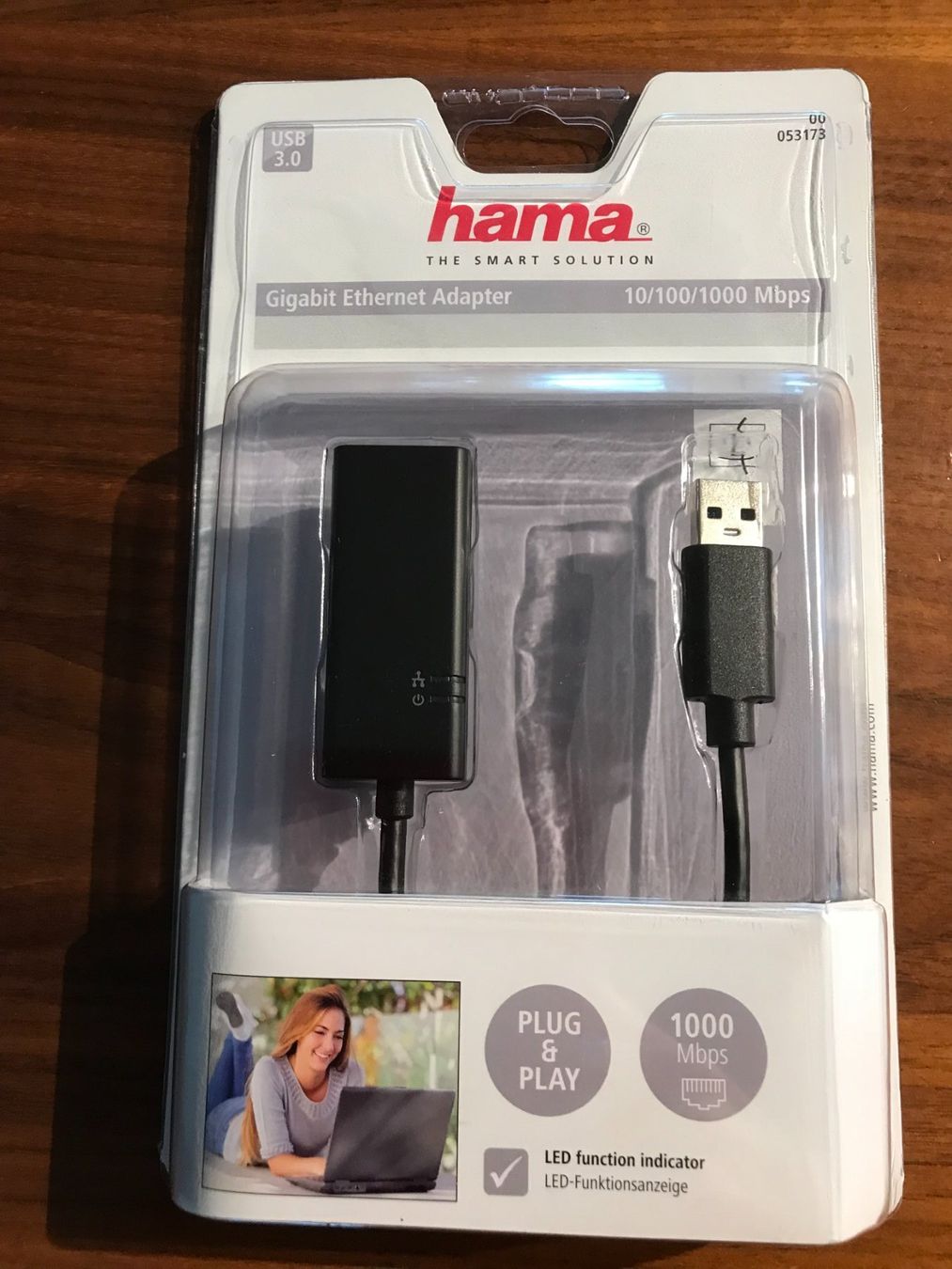Hama Unità & Adattatore: USB 3.0-Gigabit-Ethernet-Adapter 10/100/1000Mbps – Nuovo e nell'imballaggio originale da Dietwil venduto da daro02