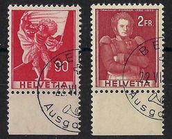 1959, Z/340+342, ET-0 BERN AUSGABETAG, RANDSTÜCKE, GUMMI **