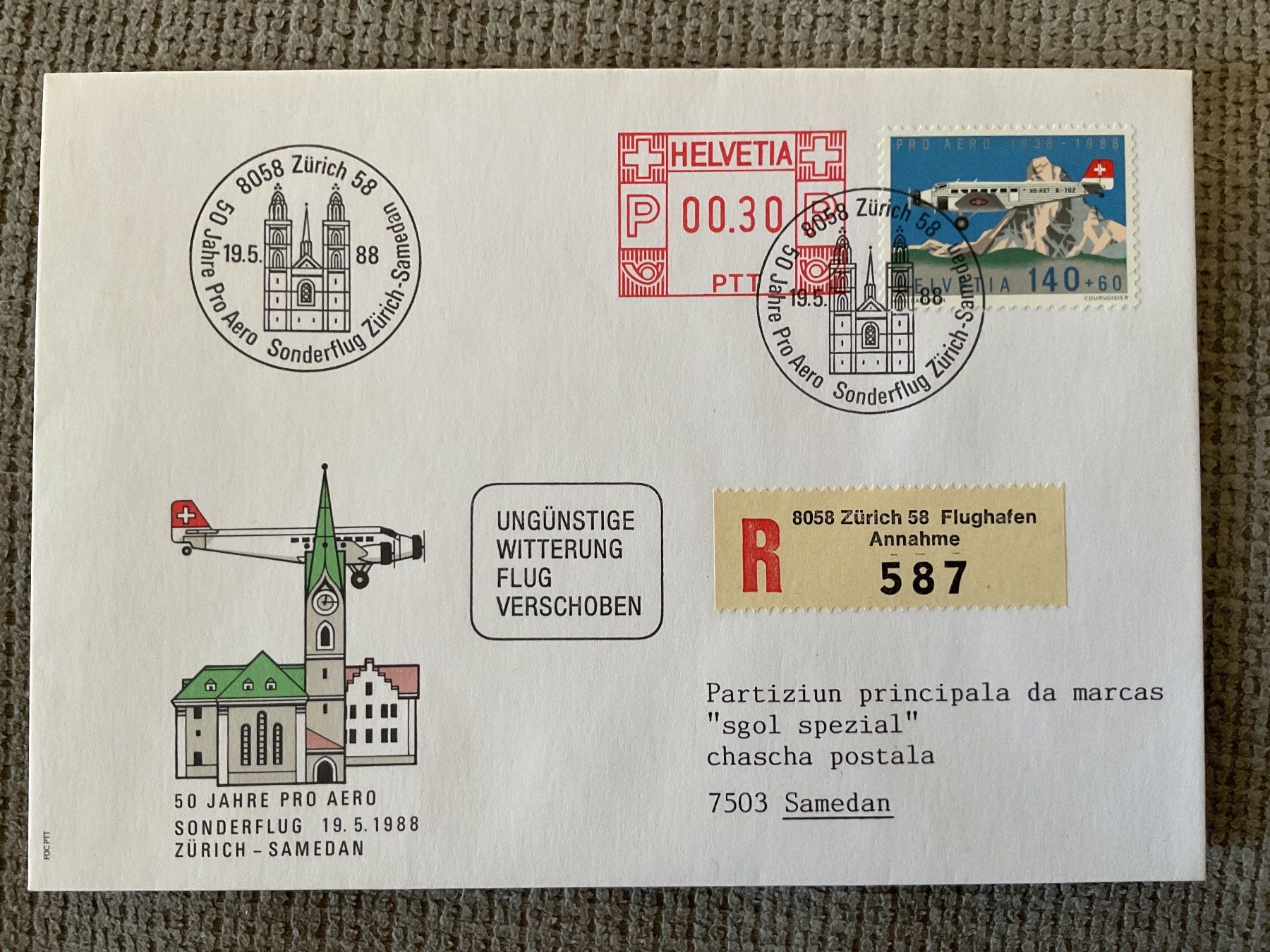 Buste & buste per spedizione: Enveloppes timbrées 50 ans pro aero – Usato da Avenches venduto da pbu_mlq5 3