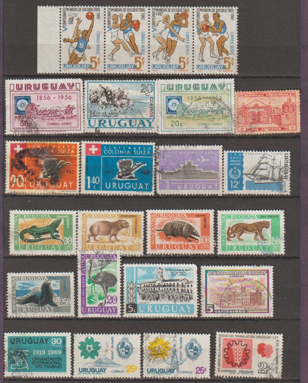 Alle Briefmarken: Uruguay diverses émissions collection 1950-1970 – Gebraucht aus Crans-Montana von kira56 1