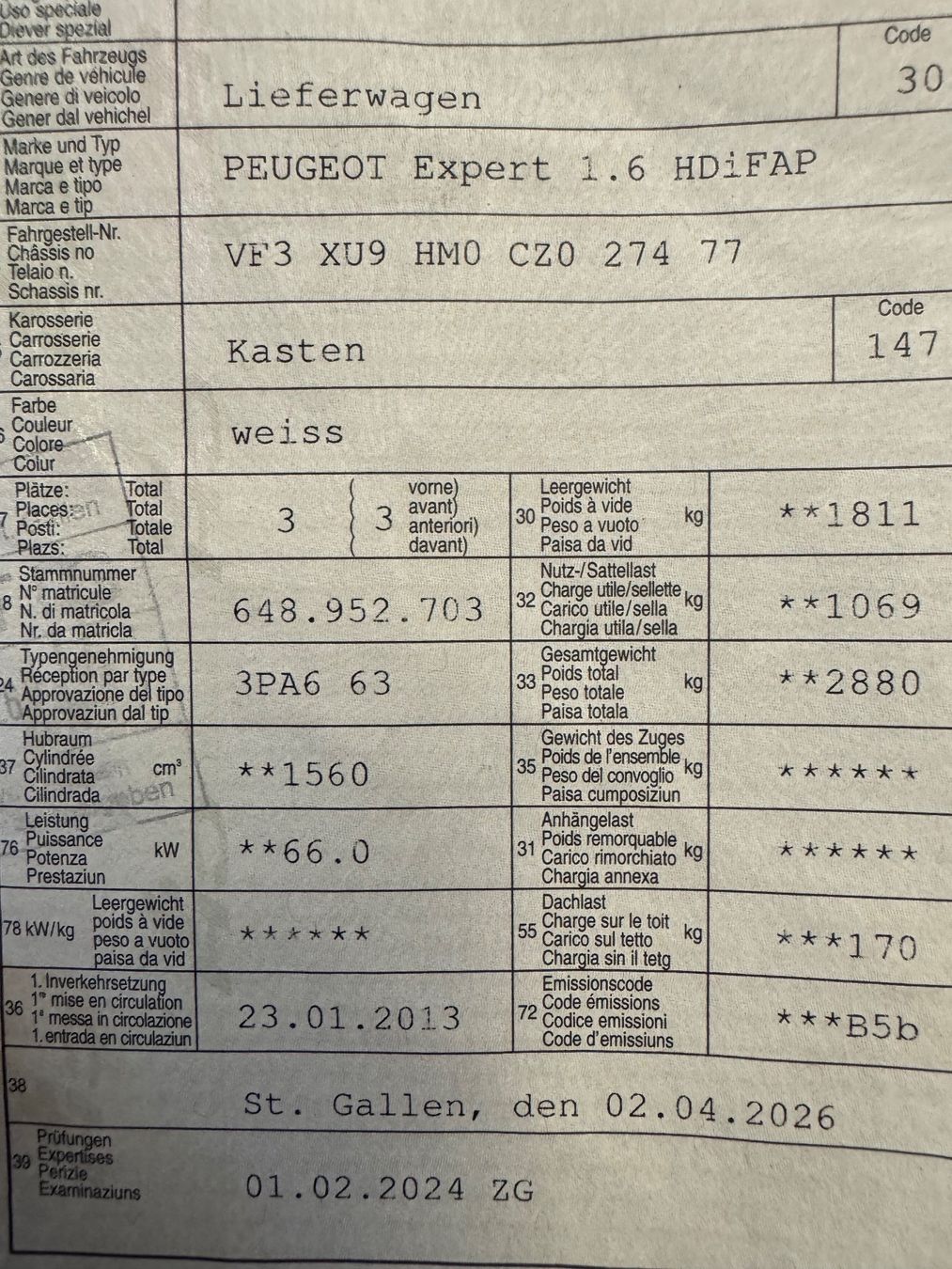 Peugeot Nutzfahrzeuge: Peugeot Expert 1.6 HDI – Gebraucht aus St. Gallen von AutoSG 9