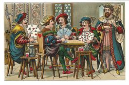 Kartenspiel - Jassen - 4 Bauern - König - Präge-Litho - 1912