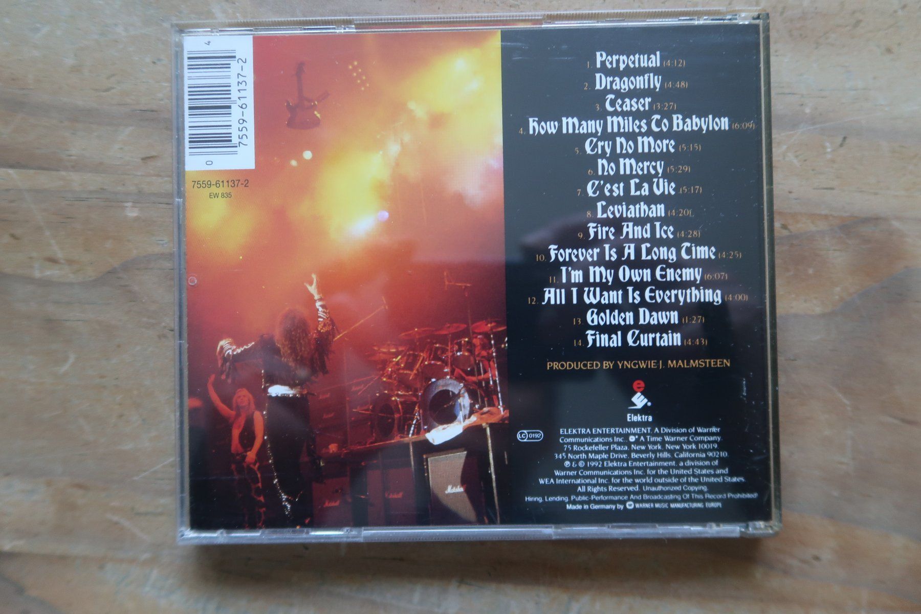 CD: YNGWIE MALMSTEEN - FIRE & ICE - CD – Usato da Basel venduto da Patiscat 1