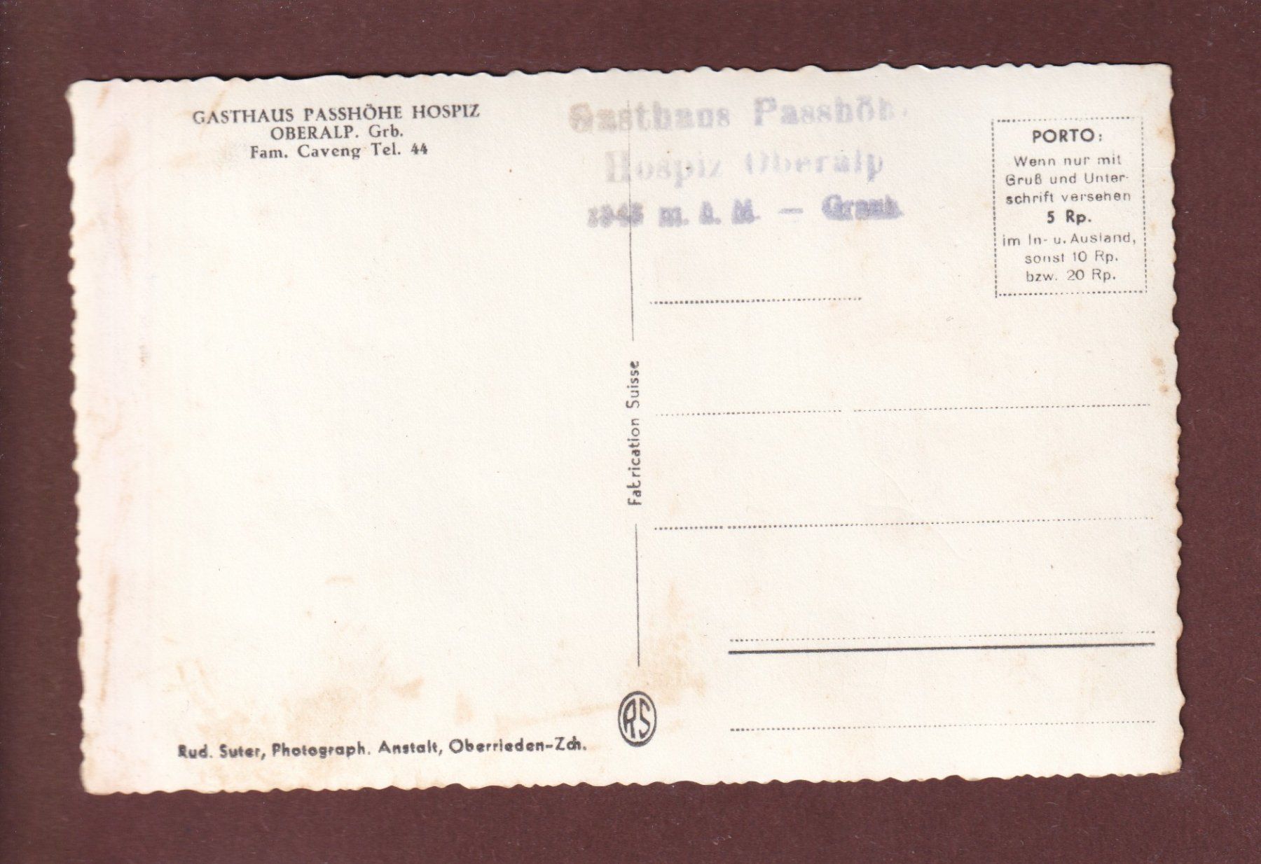 Cartoline postali: OBERALP-PASSHÖHE // Eckbug // – Usato da Pully venduto da nicecards 1