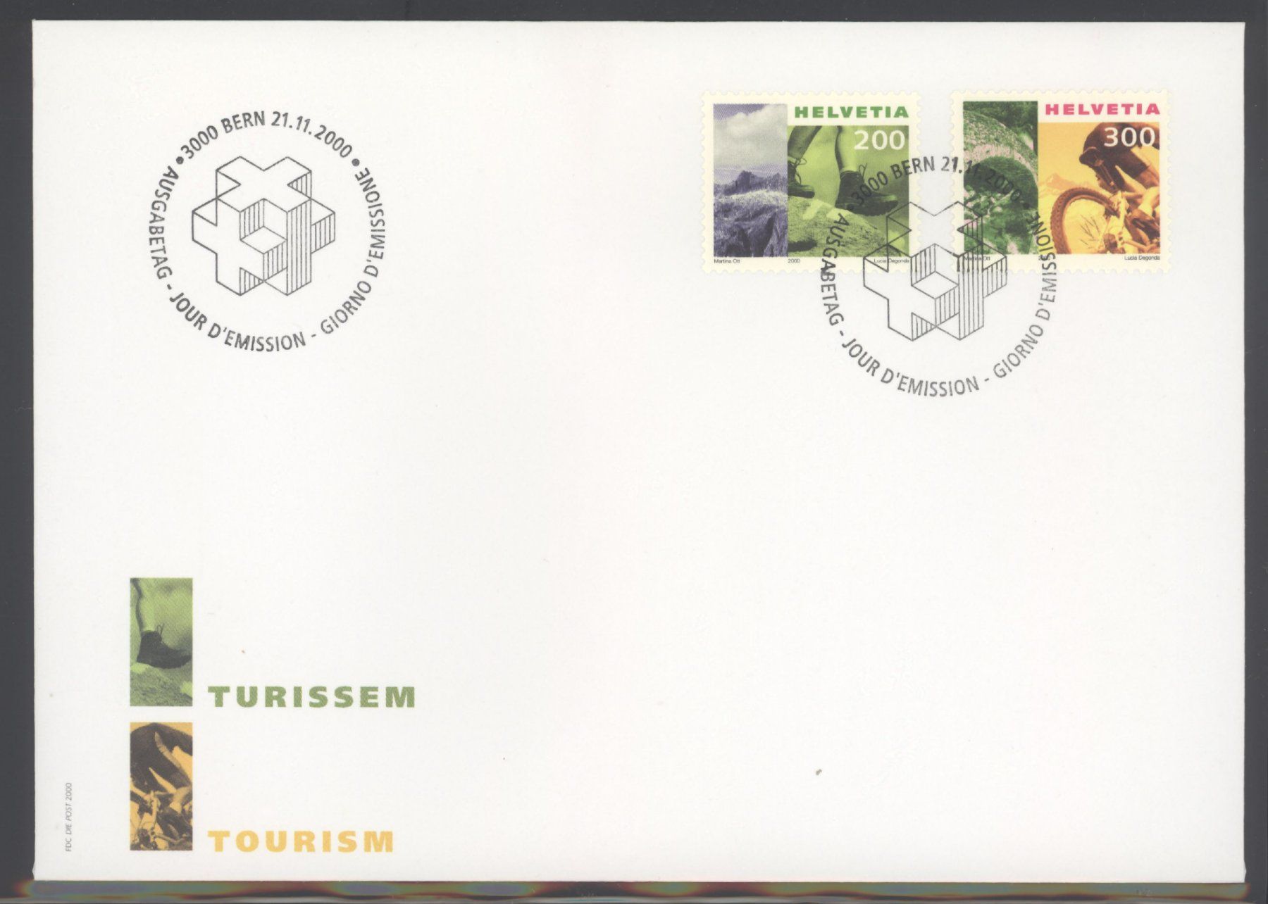 Tutti i francobolli: 2000, FDC, Dauermarken Tourismus – Usato da Willisau venduto da Vollstempel