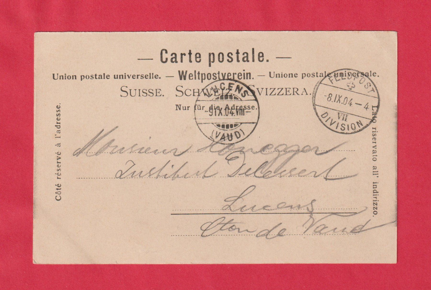 Ansichtskarten: Gruss von Riedt bei Erlen (TG) Feldpost anno 1904 – Gebraucht aus Zürich von Gill46 1