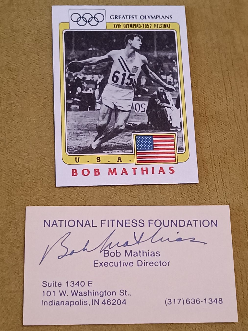 Autografi: Bob Mathias - Olympia Gold – Usato da Menziken venduto da Artographs