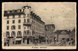 AK St. Gallen, Marktplatz mit Haus Hecht