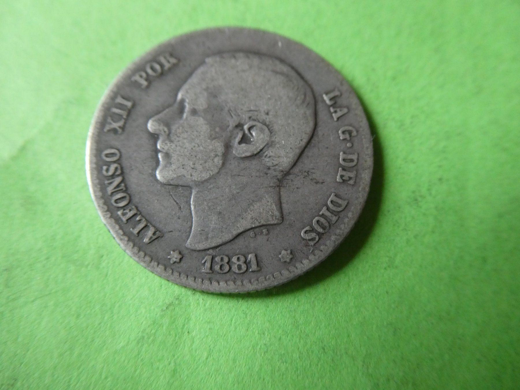 Alle Münzen: Spanien 1881, 1 Peseta - Silber – Gebraucht aus Hinterforst von Rohusri 1