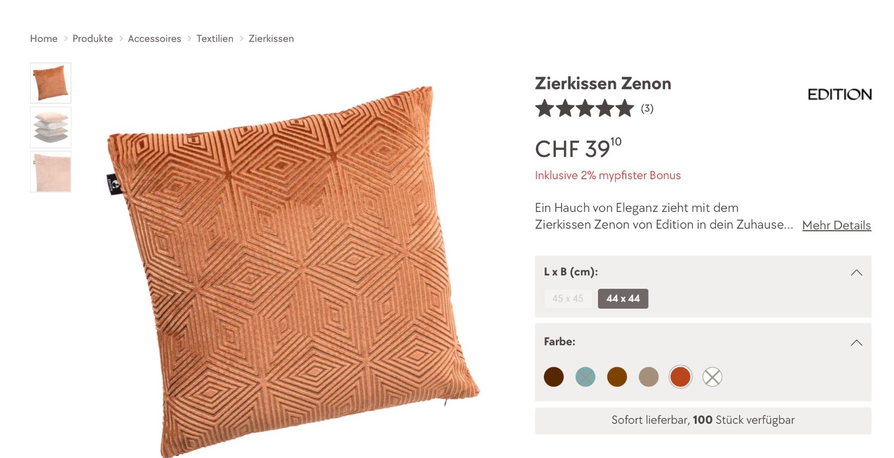 Pfister Coussins: 2 Sofakissen von Pfister 45 x 45 – D'occasion à Zunzgen par Eva_Inimitable 1