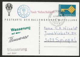 1968 Ballon Schweiz Interlaken Hilterfingen Luftpost