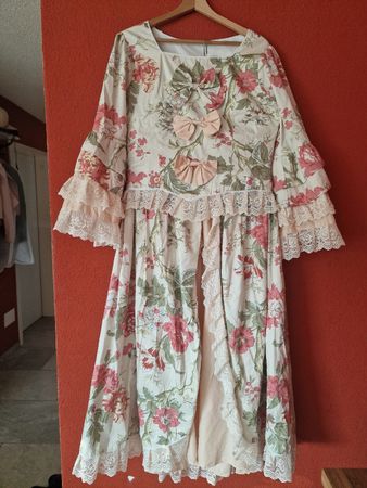 Kleid Vintage 2-teilig floral Grösse M Spitze Rüschen