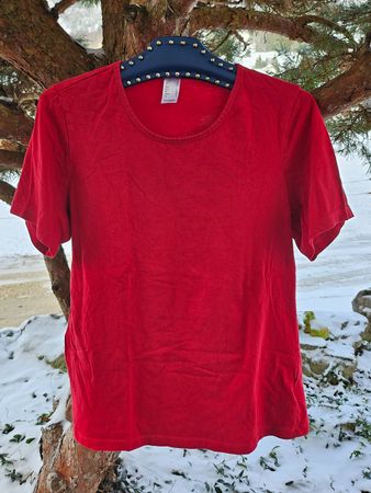 Shirt /Top /Oberteil Kurzarm Rundhals rot , Gr. 40