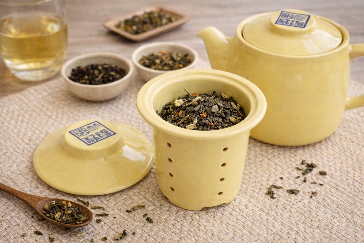 Théières: Teefilter Set Gelb mit Deckel Keramik – Neuf avec emballage d'origine à Fully par VaneaSelection