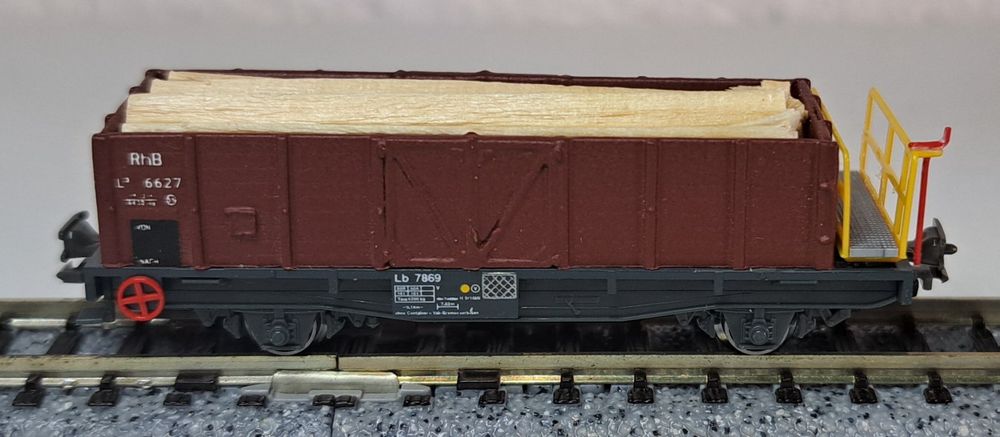 RhB Güterwagen mit Holz NR 6627 Messing Mulde Modell Spur N (Neu ...