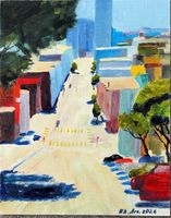 Ölgemälde Stadt der Sonne von Ek. Arz 24x30 cm