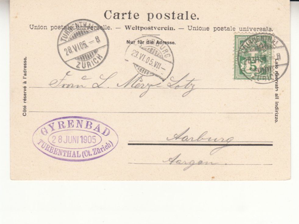 Cartoline postali: Schauenberg Gyrenbad 1905 – Usato da Bürglen TG venduto da StampGraf 1