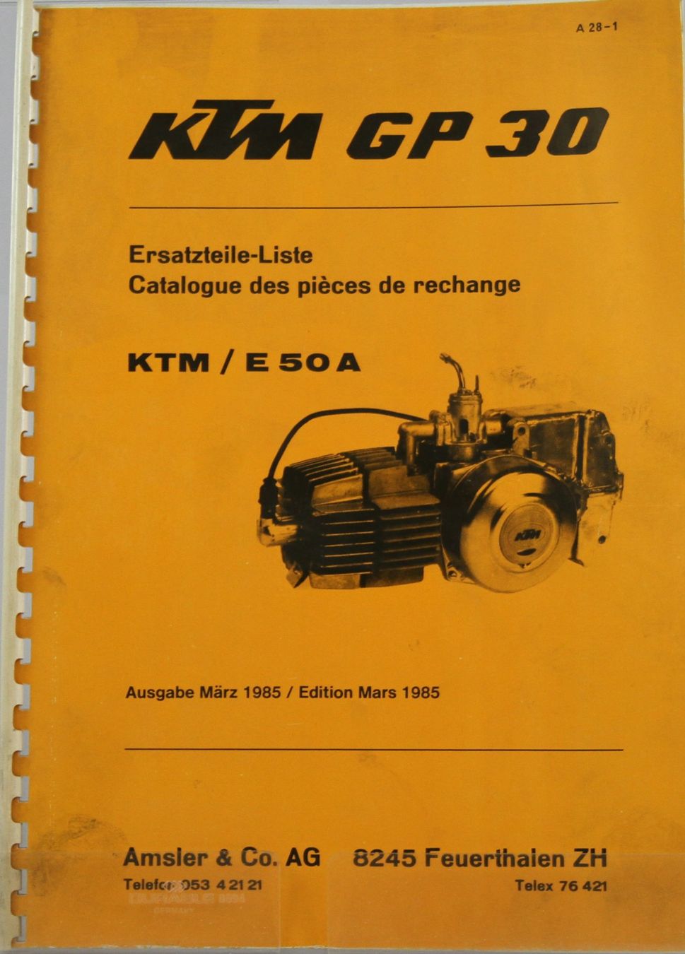 KTM Documenti: ORIGINAL ERSATZTEILKATALOG | KTM GP30 / E50A | AB 03.1985 – Usato da Unterägeri venduto da GIGOLOLIT