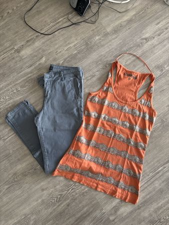 Set: Top in Orange & graue Hose, Grösse S