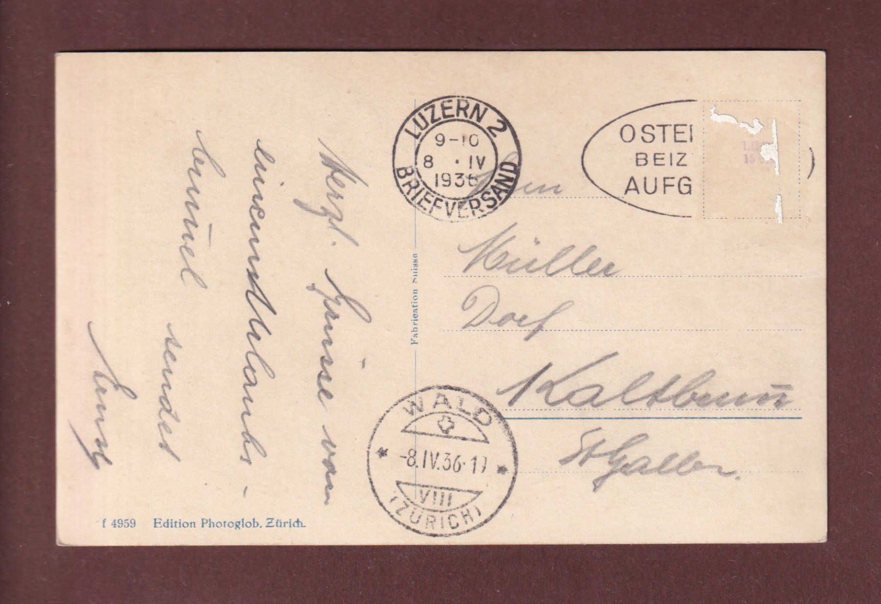 Cartoline postali: LUZERN - Bei Seebrücke - 1936 – Usato da Pully venduto da nicecards-shop 1