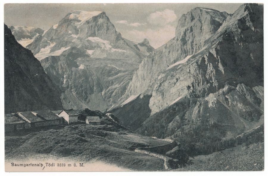 Cartoline postali: Baumgartenalp mit Tödi, um 1905-10 – Usato da Frauenfeld venduto da POML
