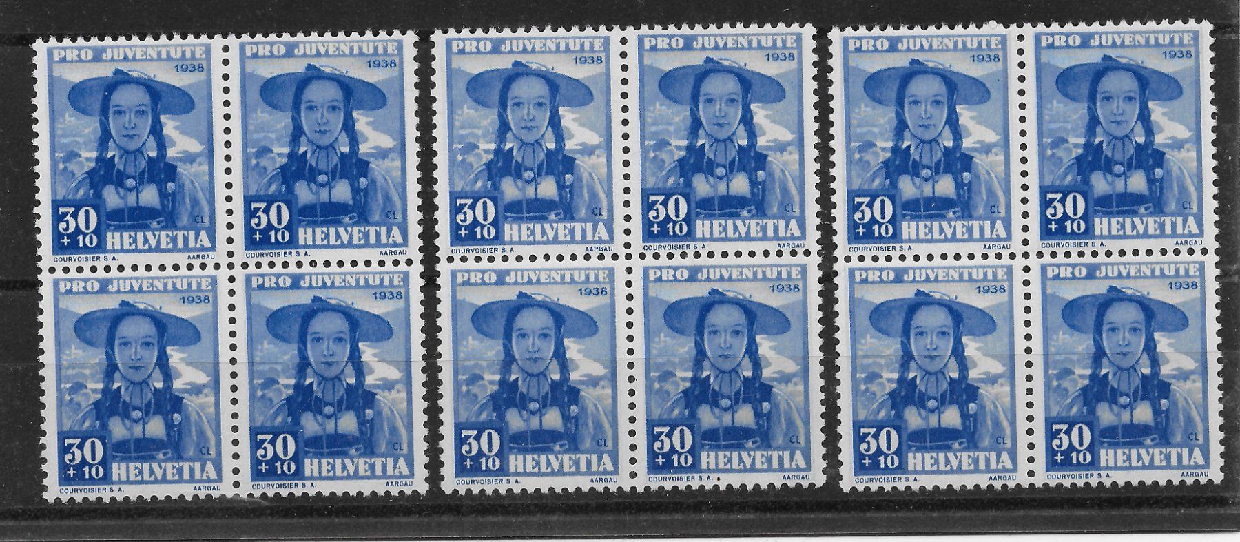 Alle Briefmarken: Lot 4er Block PJ 1938**30Rp – Gebraucht aus Hefenhofen von Richsalz