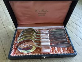 6 antike Kaffeelöffel aus Silber in Originalschachtel