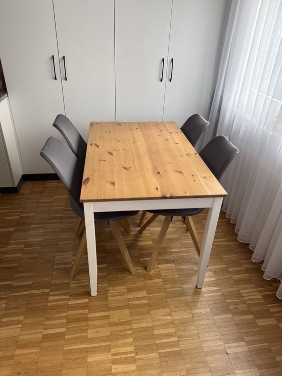 WAFTING Esstisch Mit 4 Stühlen - 140x80cm Tischset In Kaki