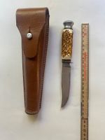Messer / Pfadimesser / Dolch mit Etui (Hirschhorn, Solingen)